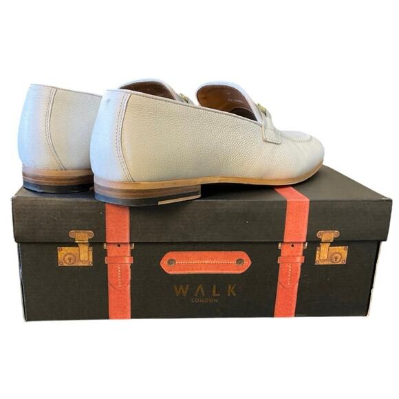 WALK London White Pebble Leather Horsebit Loafers Men’s Size 10 EU 44 main image 4